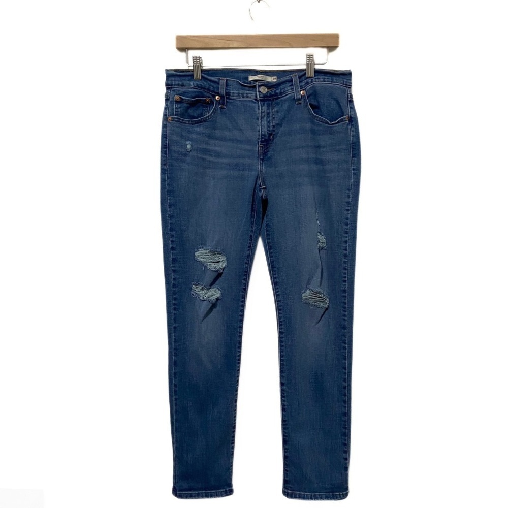 Levi's Blue Mid-Wash Mid-Rise Boyfriend Straight Leg Denim Jeans Size W29 L30